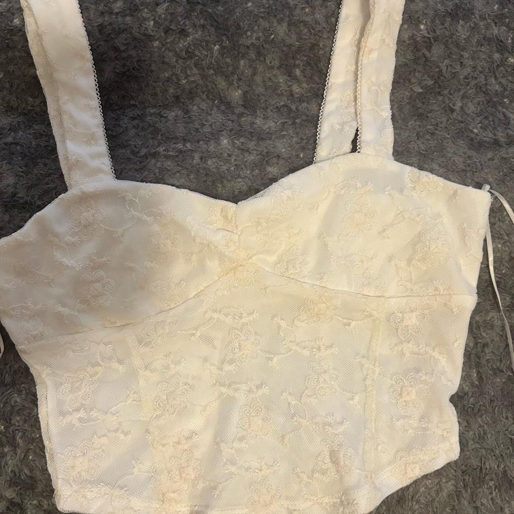 Elegant Cream Lace Crop Top